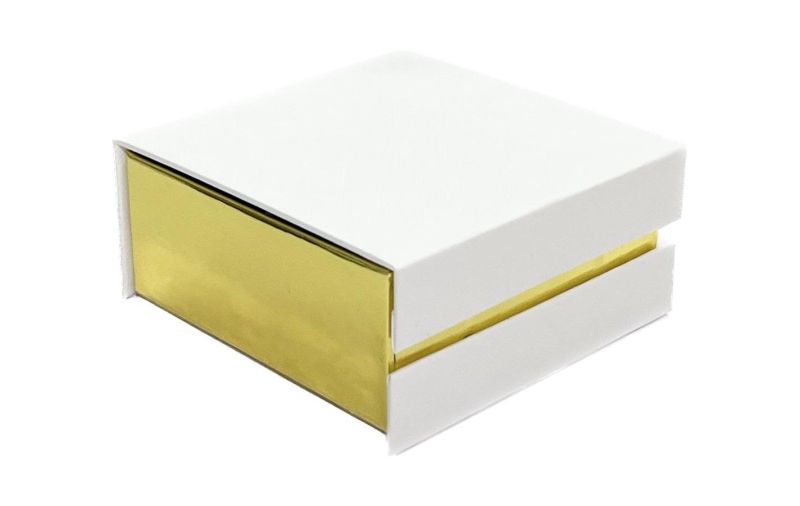 Scatola portaconfetti bianca con bordo ORO 9x9x4 cm BOMBONIERA