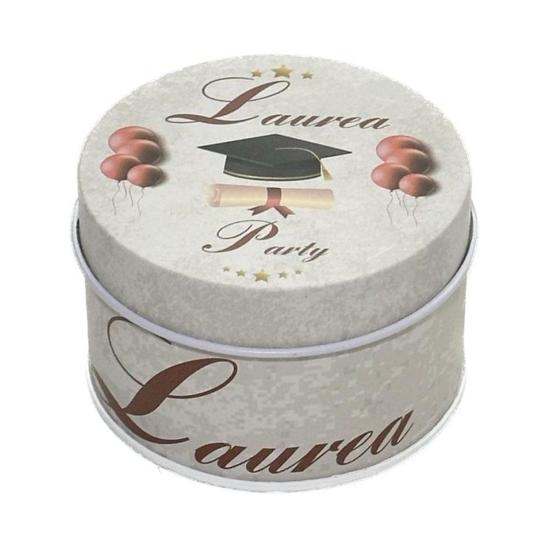 Scatola portaconfetti in latta con tocco LAUREA 6.5x4 cm BOMBONIERA