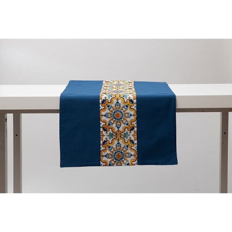 Runner TORMINA BLU design MAIOLICHE 140x50 cm