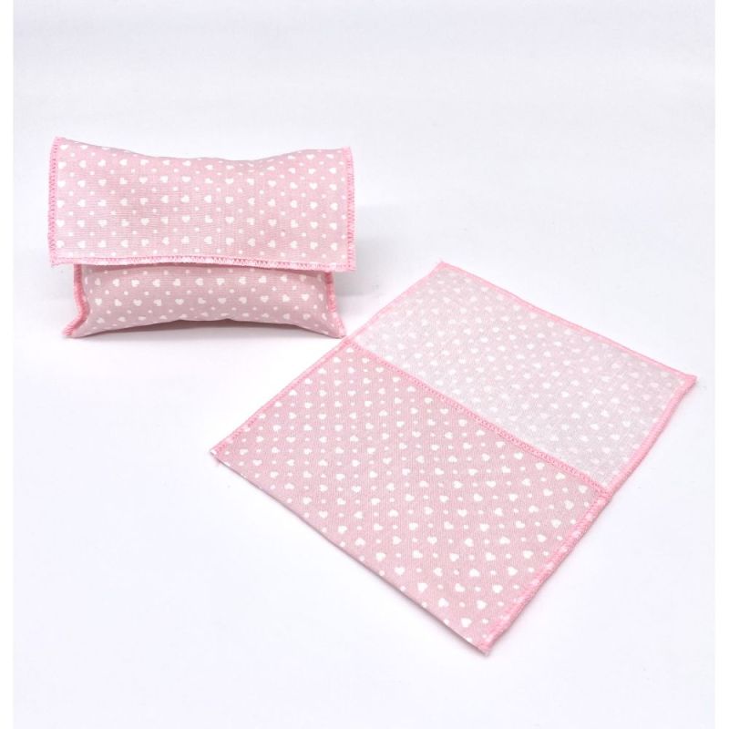 Pochette Bustina portaconfetti ROSA CUORI POIS 11x7 cm BOMBONIERA