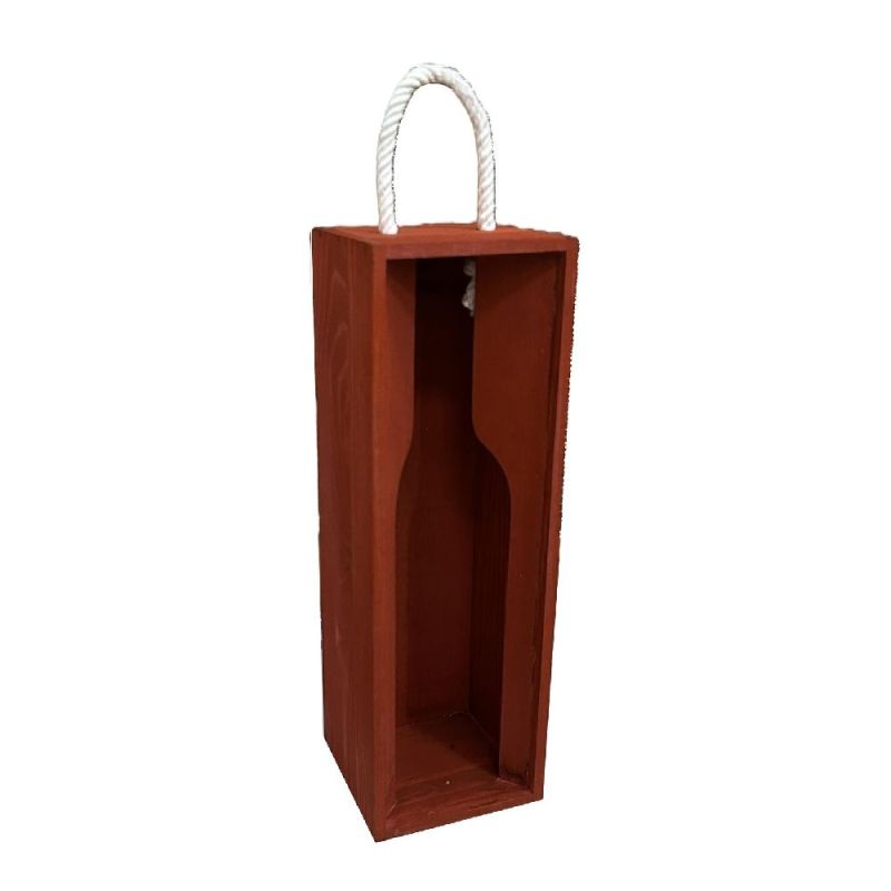 Scatola in legno per Bottiglia di Vino 11x11x34 cm colore Rosso