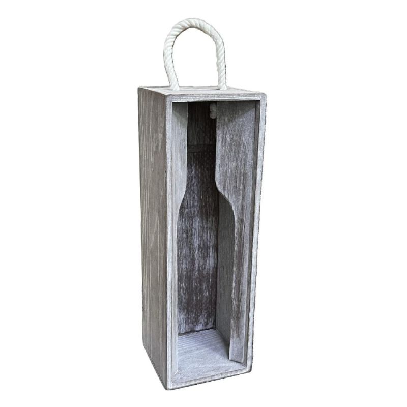 Scatola in legno per Bottiglia di Vino 11x11x34 cm colore Wash