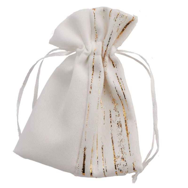 Sacchetto portaconfetti BIANCO E ORO 10x13 cm BOMBONIERA
