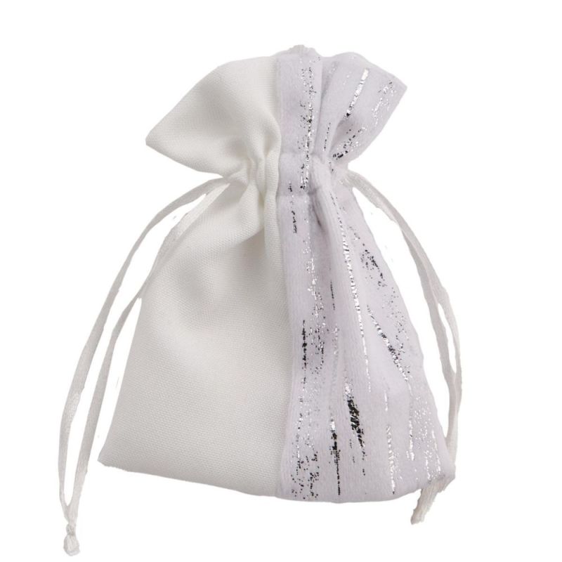Sacchetto portaconfetti BIANCO E ARGENTO 10x13 cm BOMBONIERA