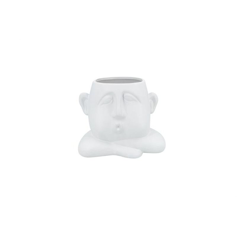Vaso portapiante VISO con braccia conserte in ceramica 15.2X14.9X18.7 cm